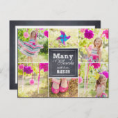 チャークコラージュバースデーパーティーサンキューカード ポストカード (正面/裏面)