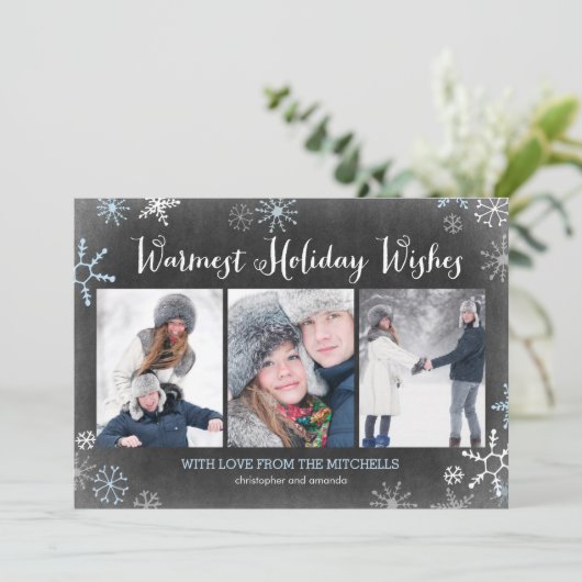 チャークスノーフレークホリデーフォトカード シーズンカード (スタンド正面)