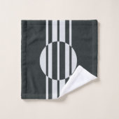 チャーコールグレーとホワイト抽象芸術 バスタオルセット (ウォッシュタオル)