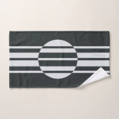 チャーコールグレーとホワイト抽象芸術 バスタオルセット (ハンドタオル)