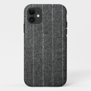 チャーコールグレーのピンストライプツイード石板ブラック iPhone 11 ケース