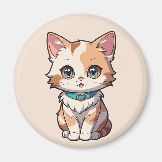 チャーシューかわいい猫デザイン マグネット (正面)