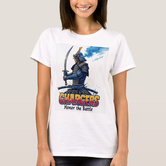 チャージャーが戦いを称える:勇敢で名誉ある Tシャツ (正面)