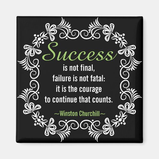 チャーチやる気を起こさせるル前向き態度引用文 マグネット (正面)