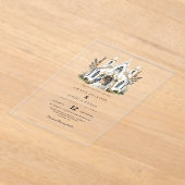 チャーチエレガントウウォーターカラーヴェニュートマノー結婚ズ アクリル招待状 (レイダウン)