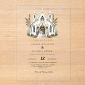 チャーチエレガントウウォーターカラーヴェニュートマノー結婚ズ アクリル招待状 (正面)