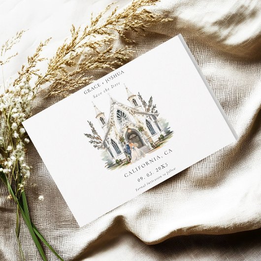 チャーチエレガントウウォーターカラーヴェニュートマノー結婚ズ セーブザデート