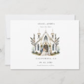 チャーチエレガントウウォーターカラーヴェニュートマノー結婚ズ セーブザデート (正面)