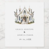 チャーチエレガントウウォーターカラーヴェニュートマノー結婚ズ ワインラベル (シングルラベル)