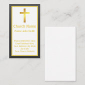 チャーチエレガントペストルシンプルブラック金ゴールド 名刺 (正面/裏面)