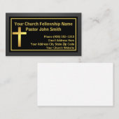 チャーチエレガントペストルシンプルブラック金ゴールド 名刺 (正面/裏面)