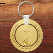 チャーチクリスチャン土産金ゴールドブラウン キーホルダー (正面)