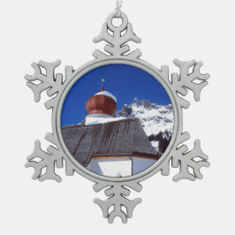 チャーチシュトゥベンオーストリアホリデーカードキャンバスプリントPh スノーフレークピューターオーナメント