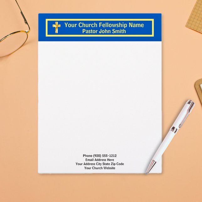 チャーチパストクラシー金ゴールドレターヘッド レターヘッド (Church Pastor Classy Gold Letterhead)