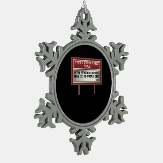 チャーチビルボードシンボルや象徴クリスチャンジョーク演技 スノーフレークピューターオーナメント (左)