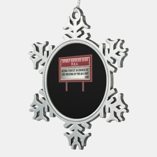 チャーチビルボードシンボルや象徴クリスチャンジョーク演技 スノーフレークピューターオーナメント (右)