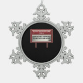 チャーチビルボードシンボルや象徴クリスチャンジョーク演技 スノーフレークピューターオーナメント (正面)