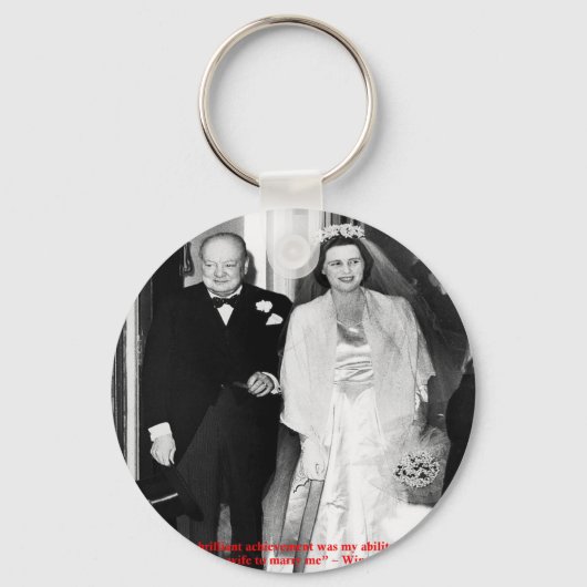 チャーチルと有名な結婚の引用 キーホルダー (正面)