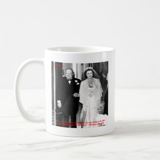 チャーチルと有名な結婚の引用 コーヒーマグカップ (左)