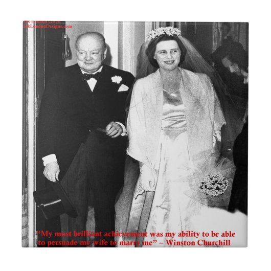 チャーチルと有名な結婚の引用 タイル (正面)