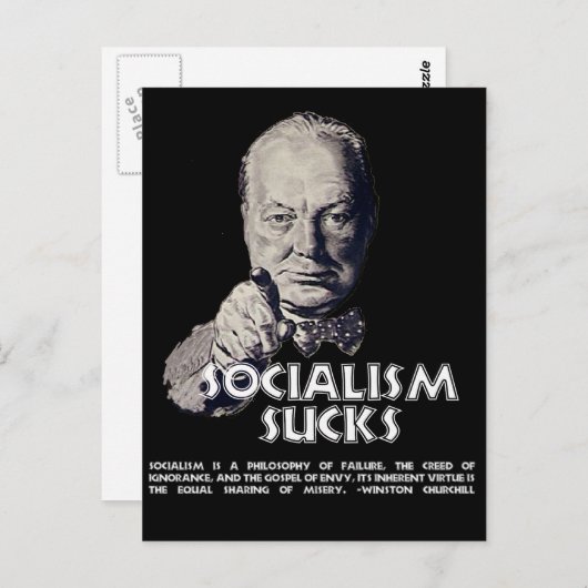 チャーチル引用文：社会主義最低の! ポストカード (正面/裏面)
