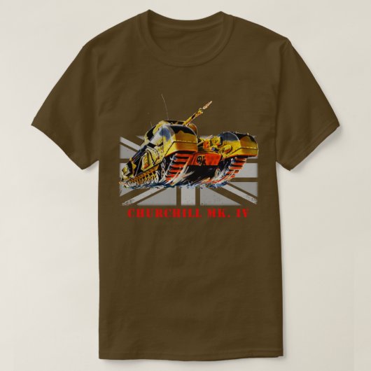 チャーチルMkIV軍隊タンク第2次世界大戦 Tシャツ (デザイン正面)