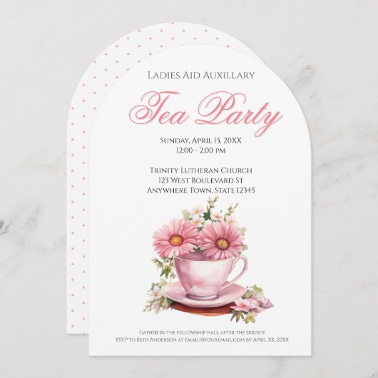 チャーチレディースティーパーティーアイディア 招待状 (正面/裏面)