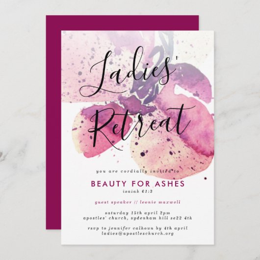 チャーチレディースリトリート/カンファレンス/イベント招待状 招待状 (正面/裏面)