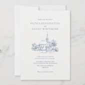 チャーチヴェネーションスケッチミニマル結婚式招待状 招待状 (正面)