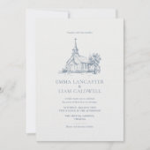 チャーチ会場スケッチミニマル結婚リスト 招待状 (正面)