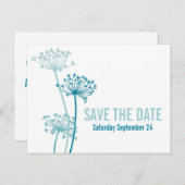 チャートモダングラフィック花ティール(緑がかった色)保存日 案内ポストカード (正面/裏面)