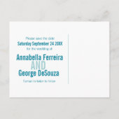 チャートモダングラフィック花ティール(緑がかった色)保存日 案内ポストカード (裏面)