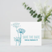 チャートモダングラフィック花ティール(緑がかった色)保存日 案内ポストカード (スタンド正面)