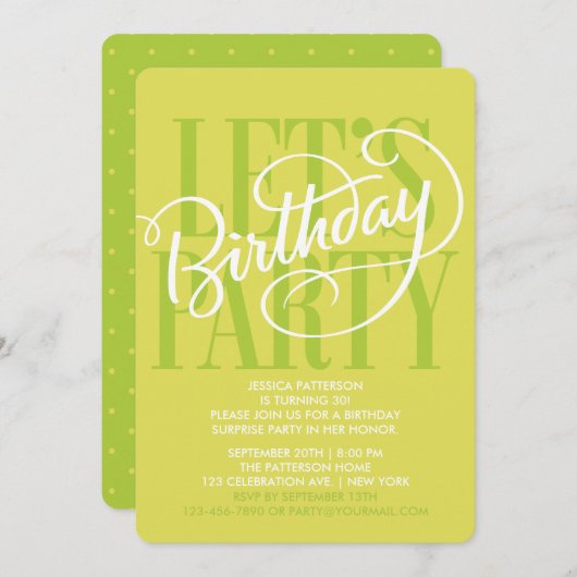 チャートリーズ誕生日パーティー |招待状 招待状 (正面/裏面)