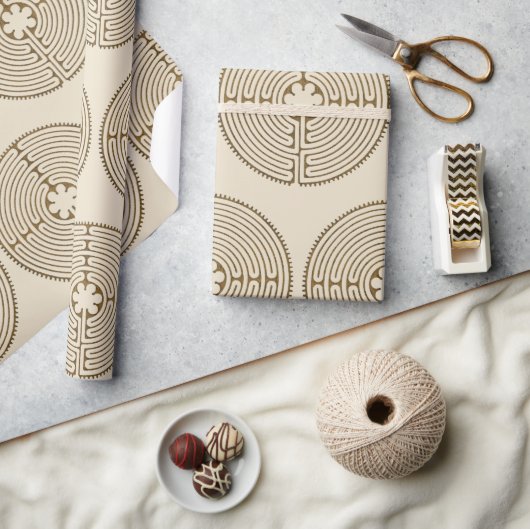 チャートルラビリンス – スピリチュアルシンボルアンティーク1 ラッピングペーパー (クラフト)