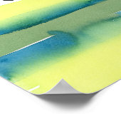 チャートルーズとアクア水玉模様水彩色 ポスター (角)