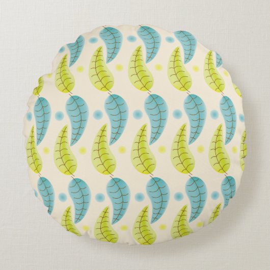 チャートルーズとアクア離れー装飾用クッション ラウンドクッション (正面)