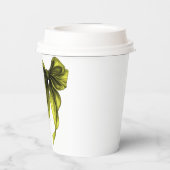 チャートルーズの弓でブライダルシャワーを祝う彼女 紙コップ (裏面)