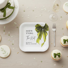 チャートルーズの弓で結ばれる 彼女の結婚前のお祝い ペーパープレート