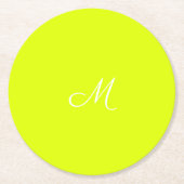 チャートルーズイエローモノグラムの- ラウンドペーパーコースター (正面)