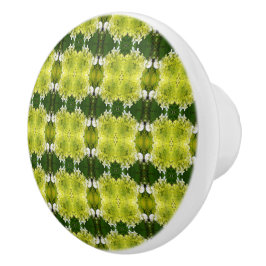 チャートルーズグリーンアブストラクトハイドランジアブルームスパターン セラミックノブ