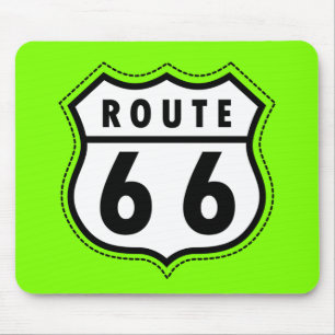 チャートルーズネオングリーンルート66道路標識 マウスパッド