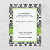 チャートルーズ・ホワイト・ブラックのダマスク・返信カード 出欠カード (裏面)