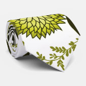 チャートレイズとダークオリーブグリーンのフローラルパターン ネクタイ (ロール)