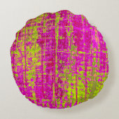 チャートレイズキスピンクとグリーン抽象芸術 ラウンドクッション (裏面)