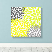 チャートレイズグリーンとグレーダリアモダンデコール キャンバスプリント (インサイチュ (ウッドフロア))