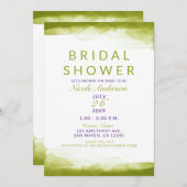 チャートレイズグリーンウォーターカラーシックブライダルシャワー 招待状 (正面/裏面)