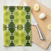 チャートレイズグリーン抽象芸術アジサイ開花パターン キッチンタオル (四つ折り)