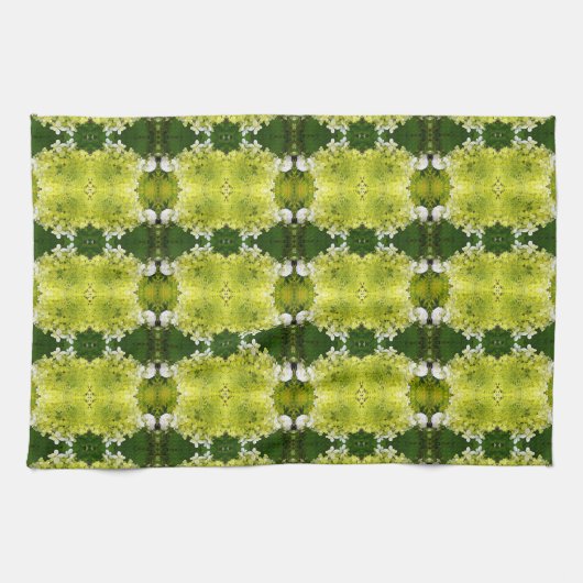 チャートレイズグリーン抽象芸術アジサイ開花パターン キッチンタオル (横)