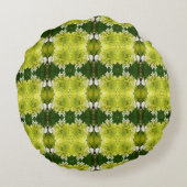 チャートレイズグリーン抽象芸術アジサイ開花パターン ラウンドクッション (裏面)